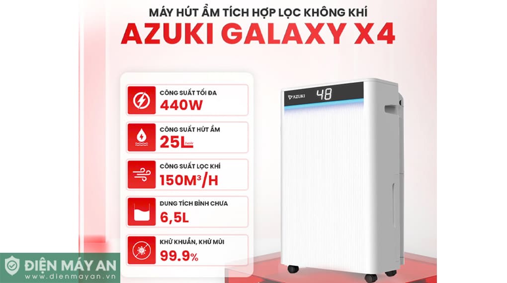 Máy lọc không khí và hút ẩm Azuki Galaxy X4